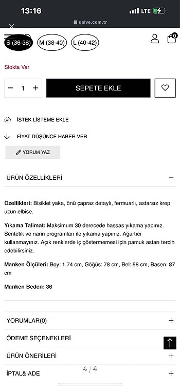 40 Beden Qalve elbise