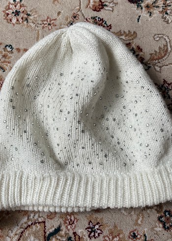 Kadın Bohem Örgü Beyaz Bere - Görsel 2