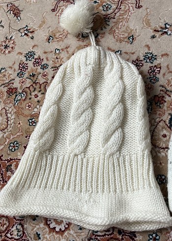 Kadın Bohem Örgü Beyaz Bere - Görsel 3