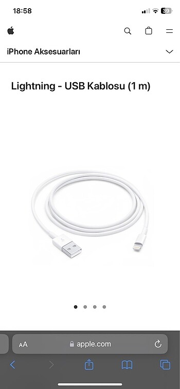 Apple USB Lightning şarj kablosu