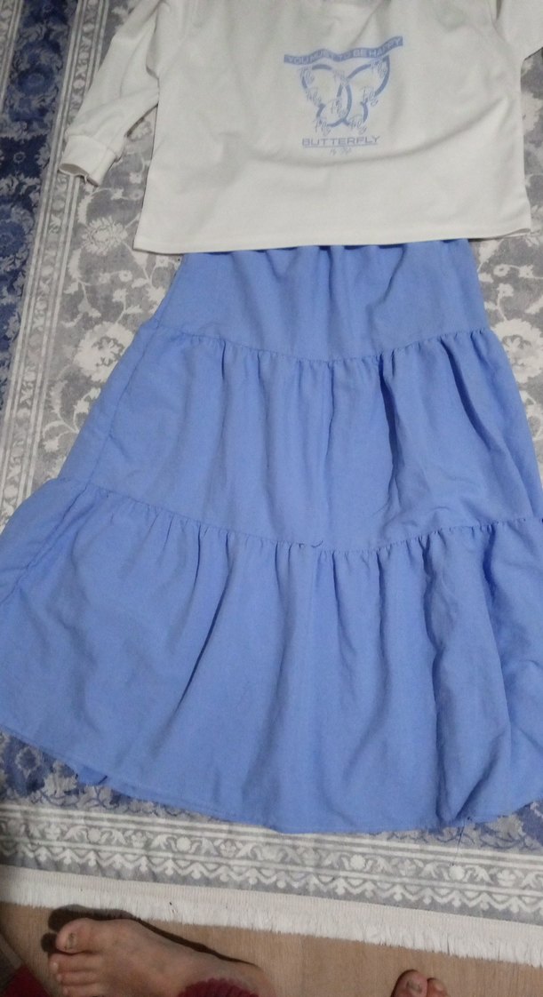 Mavi Pamuklu Midi Hamile Eteği - Görsel 3