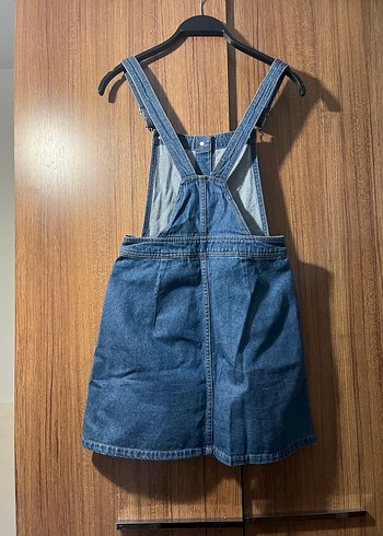 Düğmeli Mavi  Kadın Salopet Elbise - Görsel 3