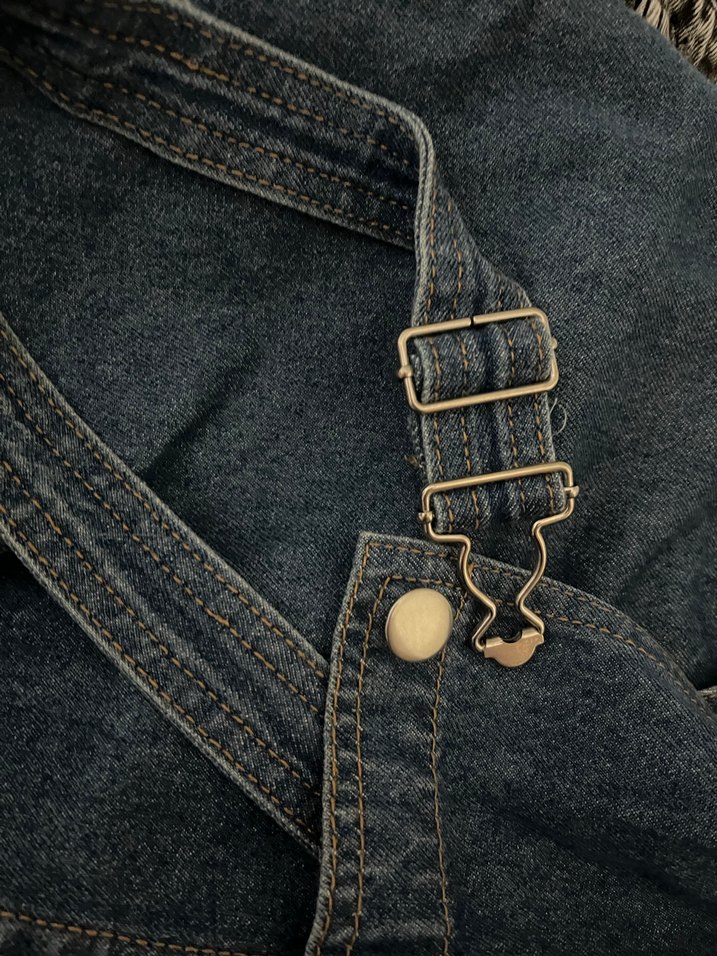 Düğmeli Mavi  Kadın Salopet Elbise - Görsel 4