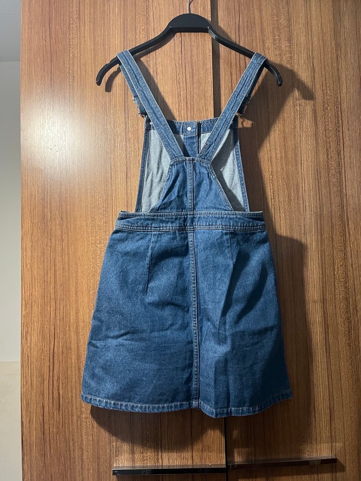 Düğmeli Mavi  Kadın Salopet Elbise - Görsel 3