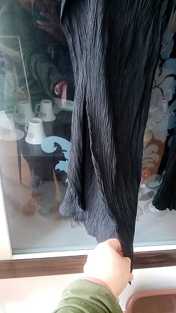 s Beden Siyah bağcıklı,yırtmaçlı pantalon