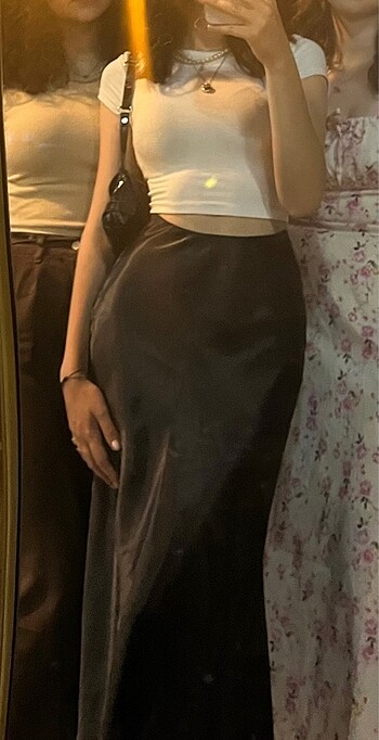 xs Beden siyah Renk Saten etek