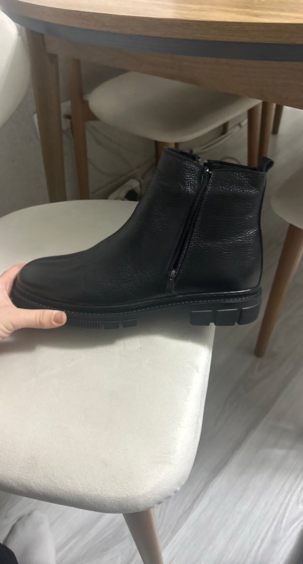 Siyah Deri Fermuarlı Stiletto Topuklu Bot - Görsel 2