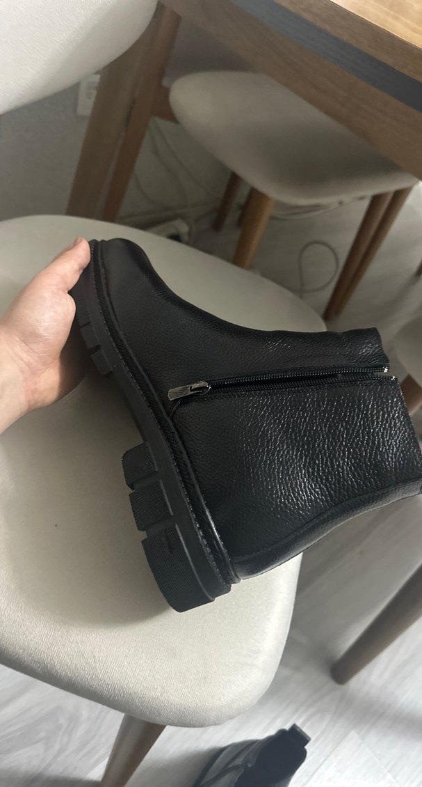 Siyah Deri Fermuarlı Stiletto Topuklu Bot - Görsel 4