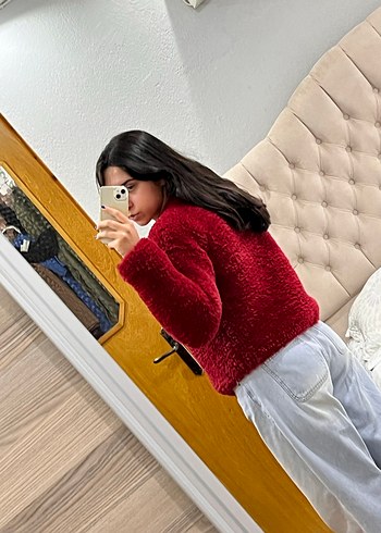 Düğmeli Bordo Kadın Midi Yün Ceket - Görsel 2