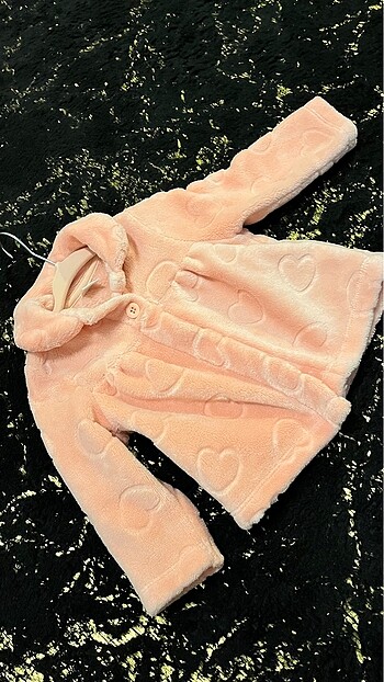 Bebek kürk pofuduk ceket pembe