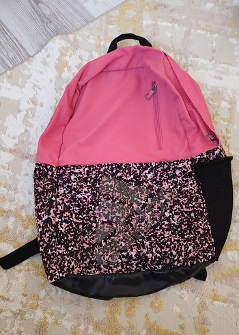 Pembe Desenli Fermuarlı Kadın Sırt Çantası