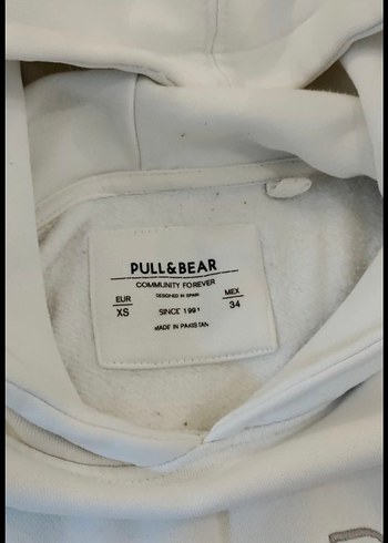 Beyaz Kapüşonlu Pull&Bear Sweatshirt - Görsel 5