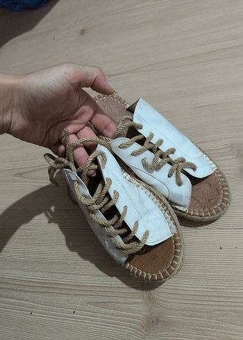 Beyaz Bağcıklı Kadın Espadril - Görsel 5