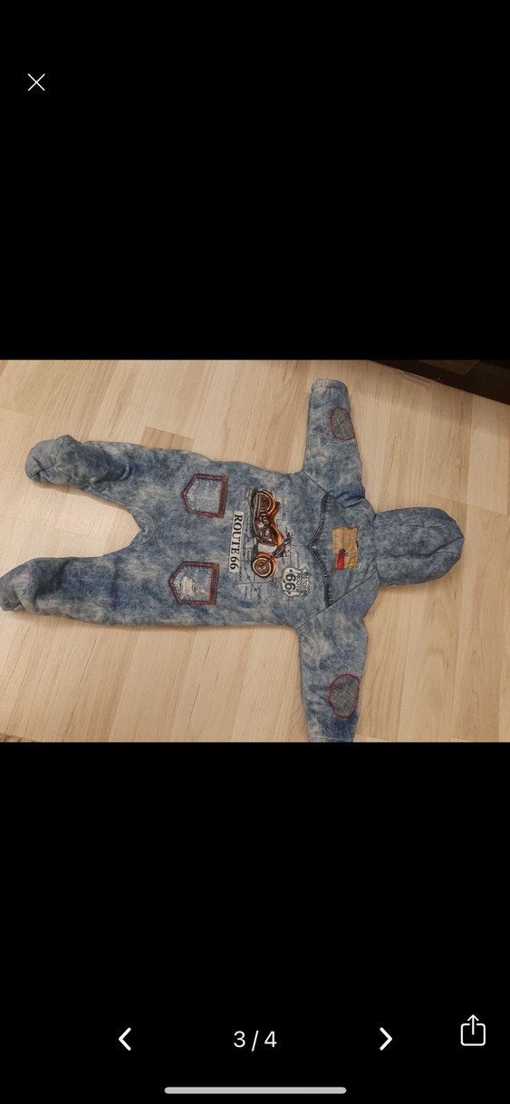 Gri Denim Bebek Tulum, Kürklü Kapüşonlu - Görsel 2