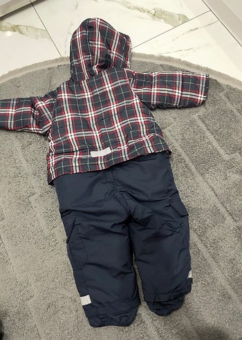 Gri Erkek Bebek Peluş Mont ve Pantolon Takımı - Görsel 4