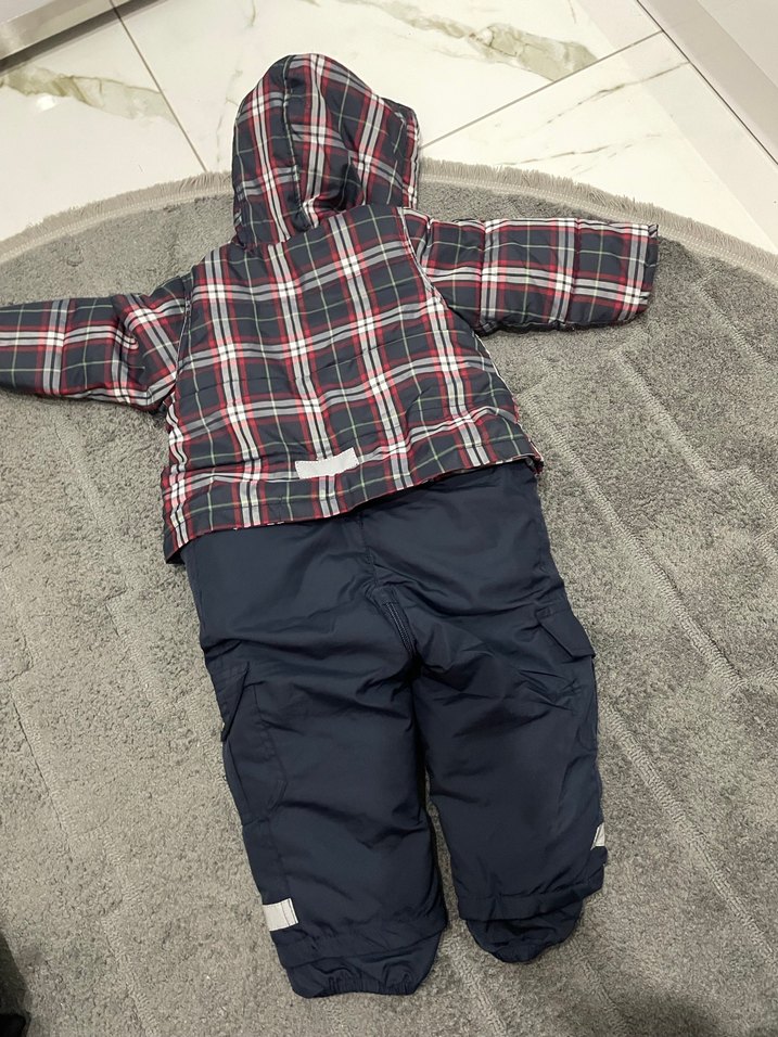 Gri Erkek Bebek Peluş Mont ve Pantolon Takımı - Görsel 4