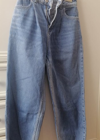 zara mom kesim yüksek bel bol kesim Kadın Denim Jean - Görsel 4