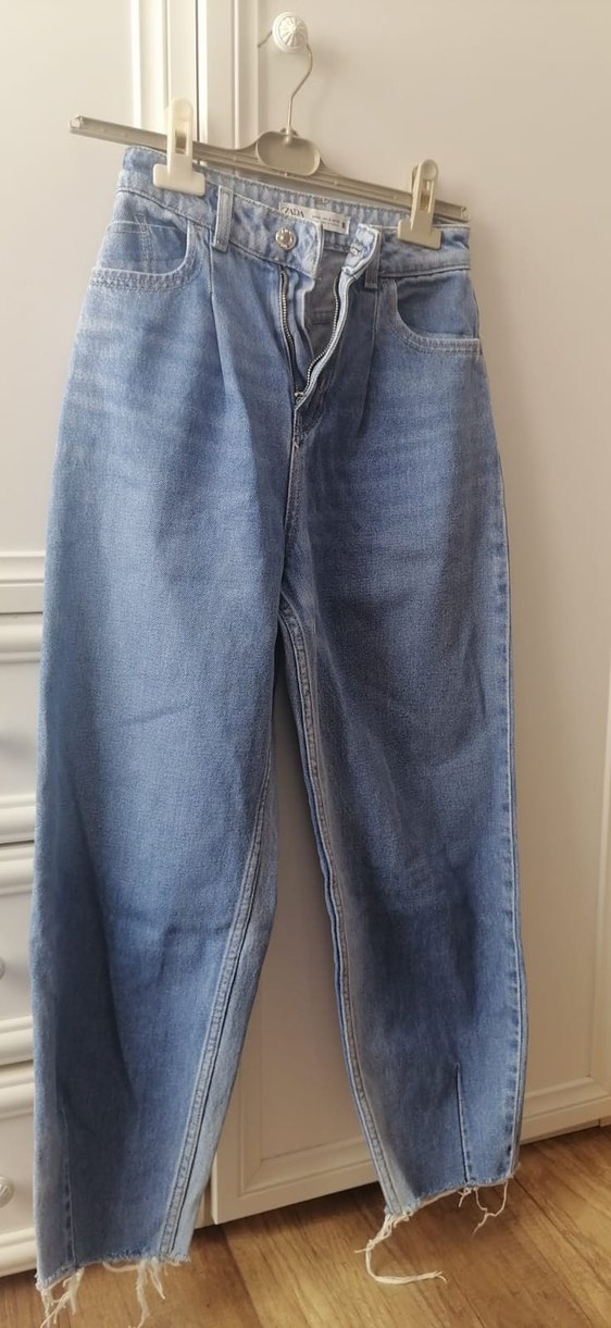 zara mom kesim yüksek bel bol kesim Kadın Denim Jean - Görsel 4