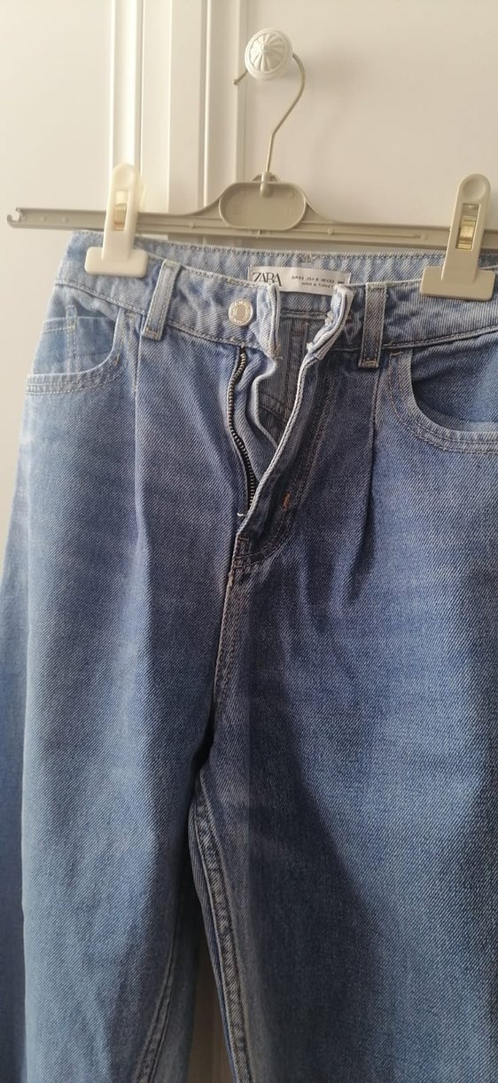zara mom kesim yüksek bel bol kesim Kadın Denim Jean - Görsel 3