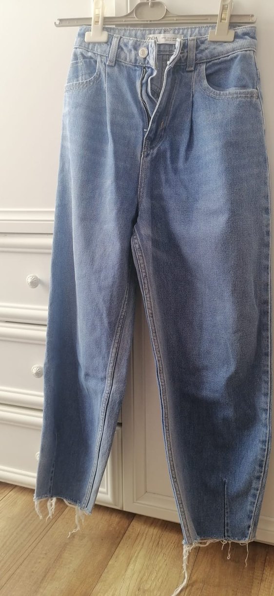 zara mom kesim yüksek bel bol kesim Kadın Denim Jean - Görsel 5