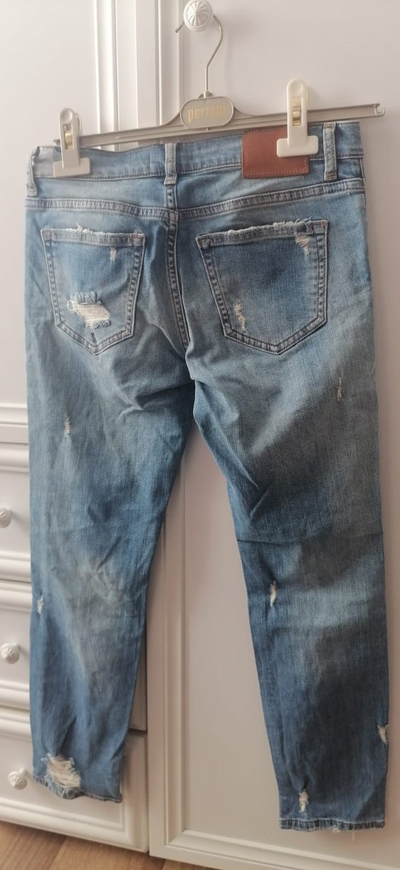 Kadın Mavi  Kot Pantolon boru paça hiç giyilmemiştir - Görsel 5