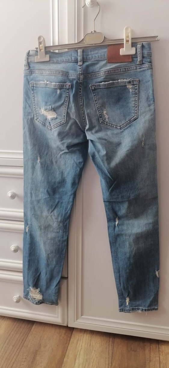 Kadın Mavi  Kot Pantolon boru paça hiç giyilmemiştir - Görsel 3