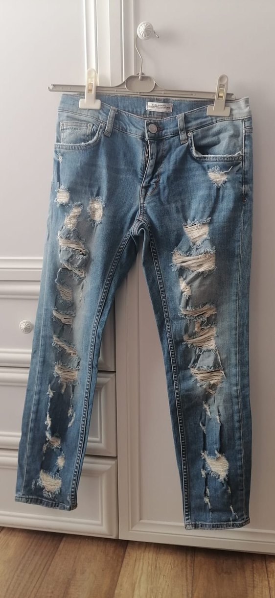 Kadın Mavi  Kot Pantolon boru paça hiç giyilmemiştir - Görsel 4