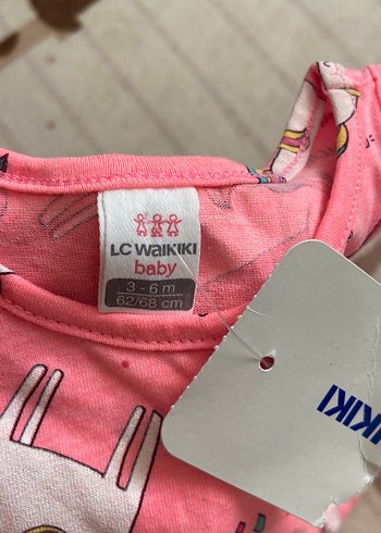 LC Waikiki Kız Çocuk Pembe Unicorn Baskılı Fırfırlı Elbise 3/6/ ile 6/9 var
