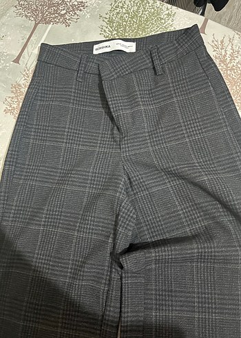 Bershka Gri Ekose Klasik Pantolon