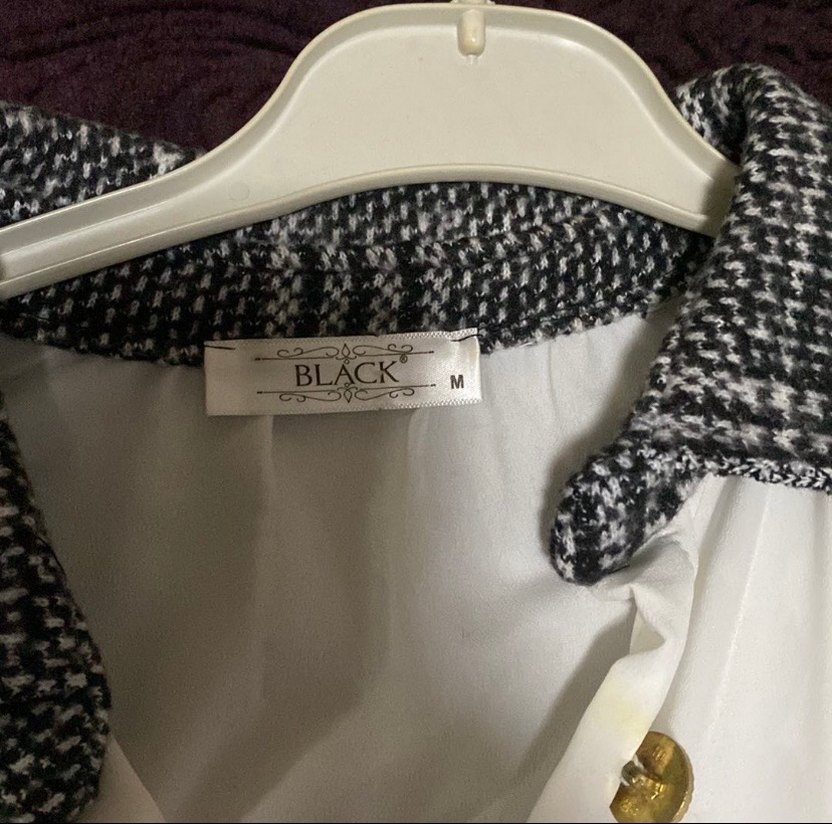 Düğmeli Beyaz ve Gri Ekoseli kısa Kadın Elbisesi - Görsel 4