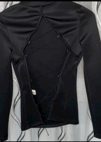 Düğmeli Siyah Uzun Kollu Kadın Bluz - Görsel 2