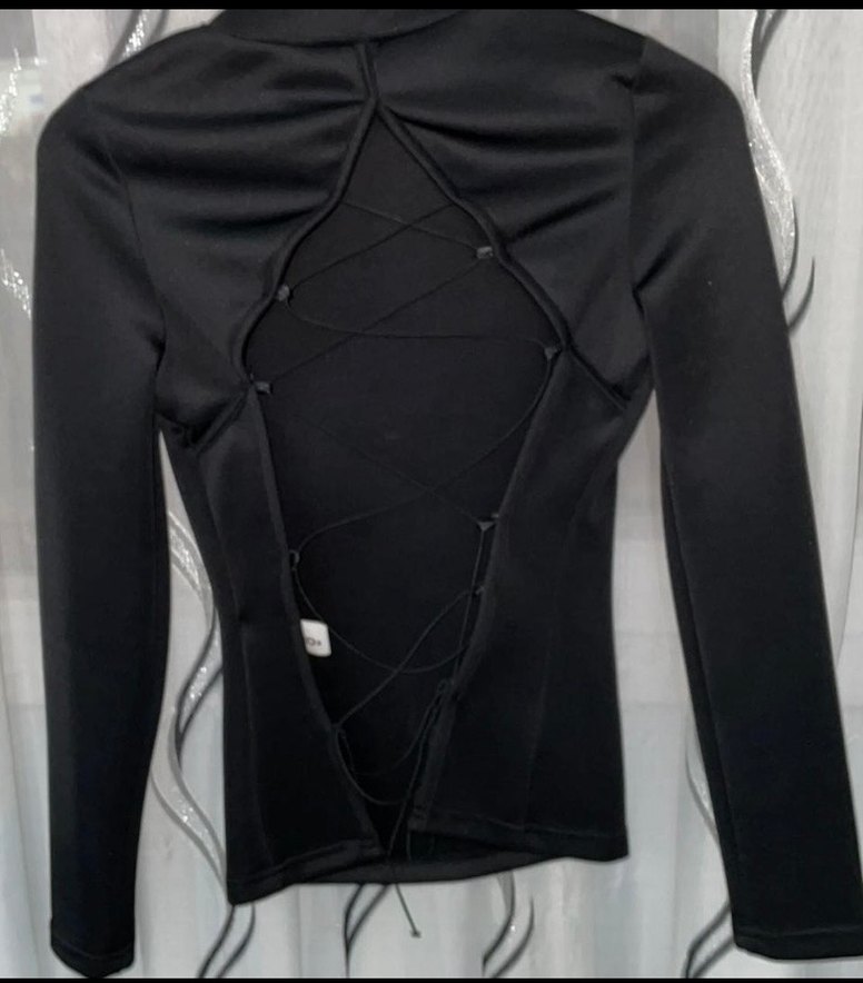 Düğmeli Siyah Uzun Kollu Kadın Bluz - Görsel 2