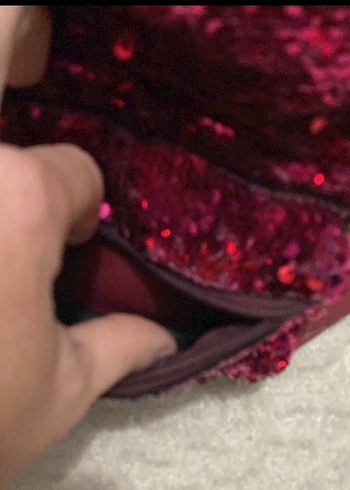 Bordo Parlak Payetli kız Çantası - Görsel 3