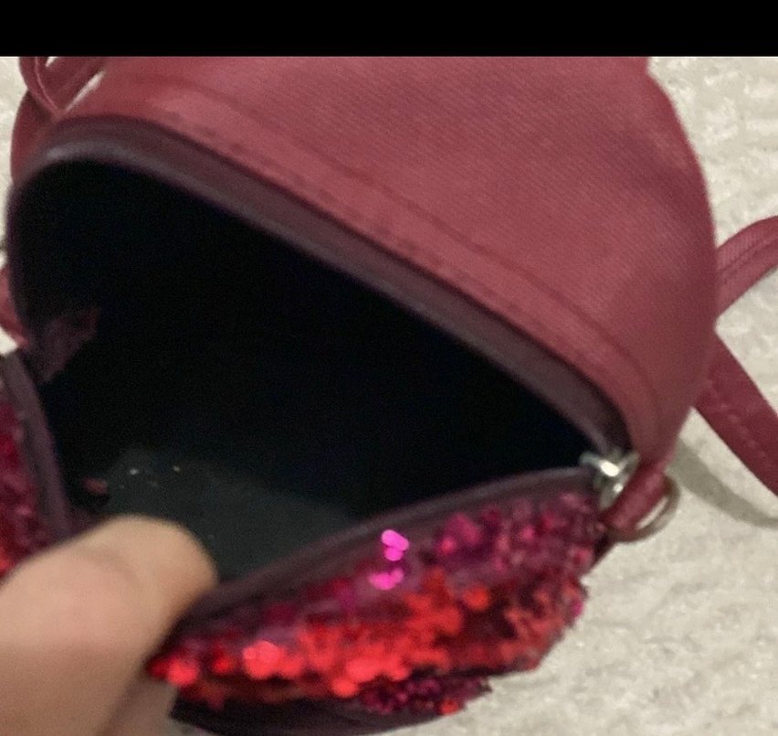 Bordo Parlak Payetli kız Çantası - Görsel 2