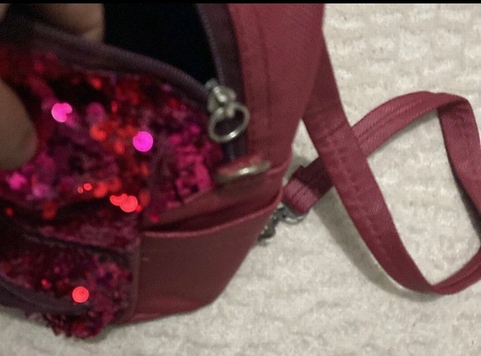 Bordo Parlak Payetli kız Çantası - Görsel 4