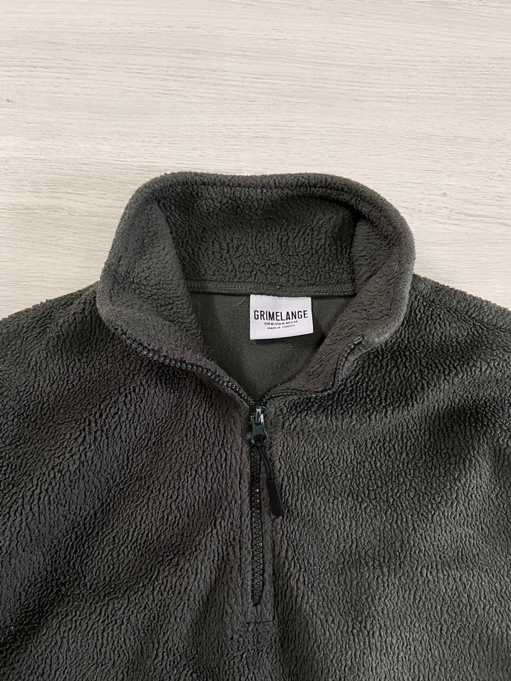 Erkek Yarım Fermuarlı Polar Yeşil Sweatshirt - Görsel 2