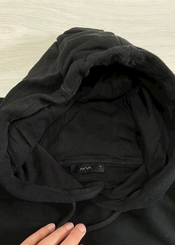 Siyah Kapüşonlu Erkek Sweatshirt - Görsel 3