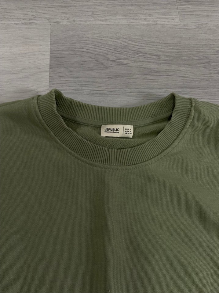 Erkek Haki Basic Sweatshirt - Görsel 2