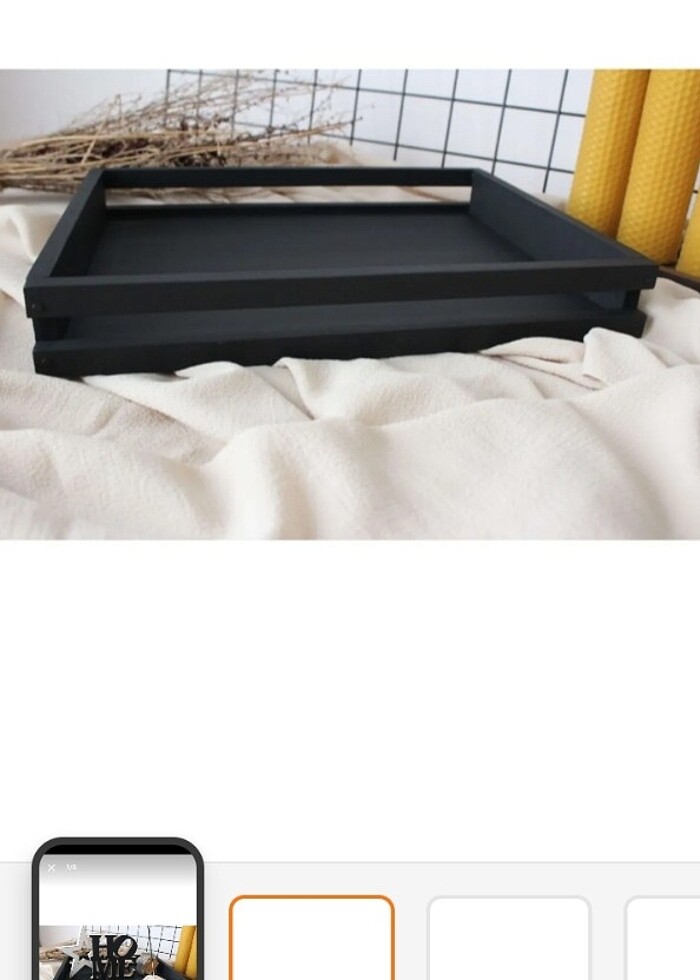 Dekoratif ahşap tepsi siyah  - Görsel 2