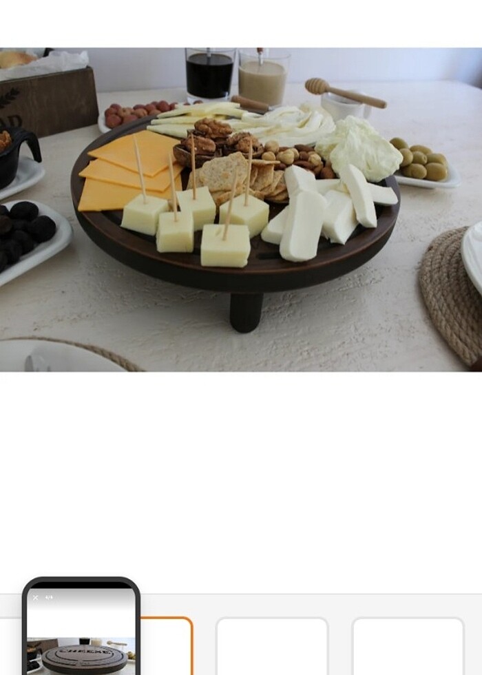 Ahşap ayaklı tasarım peynir tabağı ahşap sunum tabağı - Görsel 2