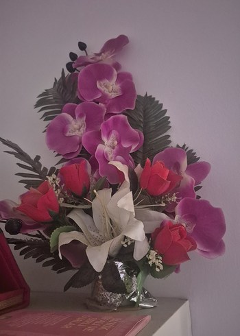 Pastel Mor Çiçekli Dekoratif Vazo - Görsel 5