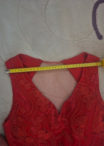 Kırmızı Fırfırlı kına düğün parti Elbise 38 M - Görsel 4