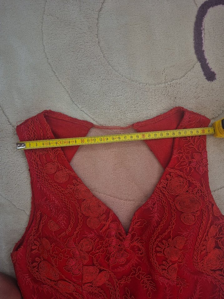 Kırmızı Fırfırlı kına düğün parti Elbise 38 M - Görsel 4