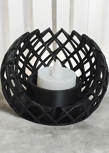 Siyah Örgü Desenli Mumluk - Görsel 2