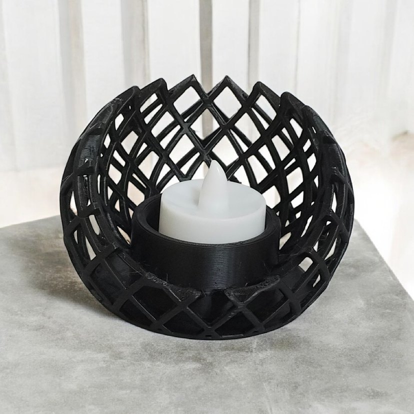 Siyah Örgü Desenli Mumluk - Görsel 2