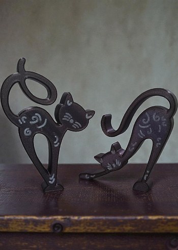 Siyah Dekoratif Kedi Figürleri - Görsel 2