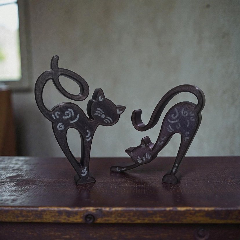 Siyah Dekoratif Kedi Figürleri - Görsel 2