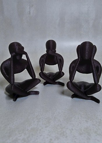 Siyah Üçlü Düşünen Figür Seti - Görsel 3