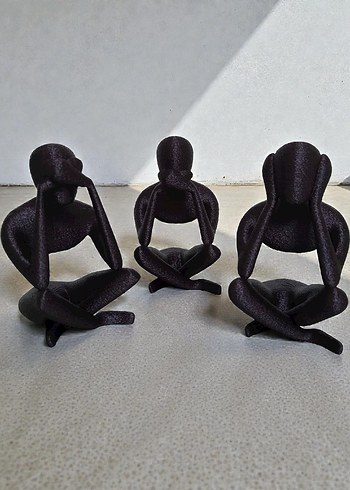 Siyah Üçlü Düşünen Figür Seti - Görsel 4