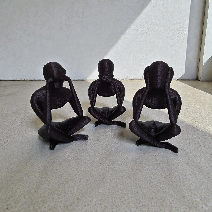 Siyah Üçlü Düşünen Figür Seti - Görsel 4